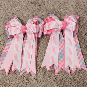 Pink and White Plaid Equestian Hair Bows